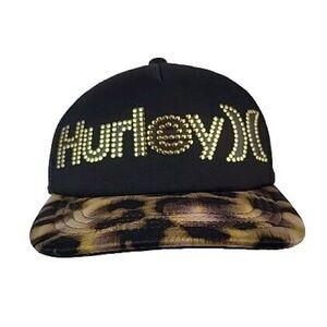 Hurley Trucker SnapBack Hat Cheetah Leopard Print Gold Studded Adult OSFM